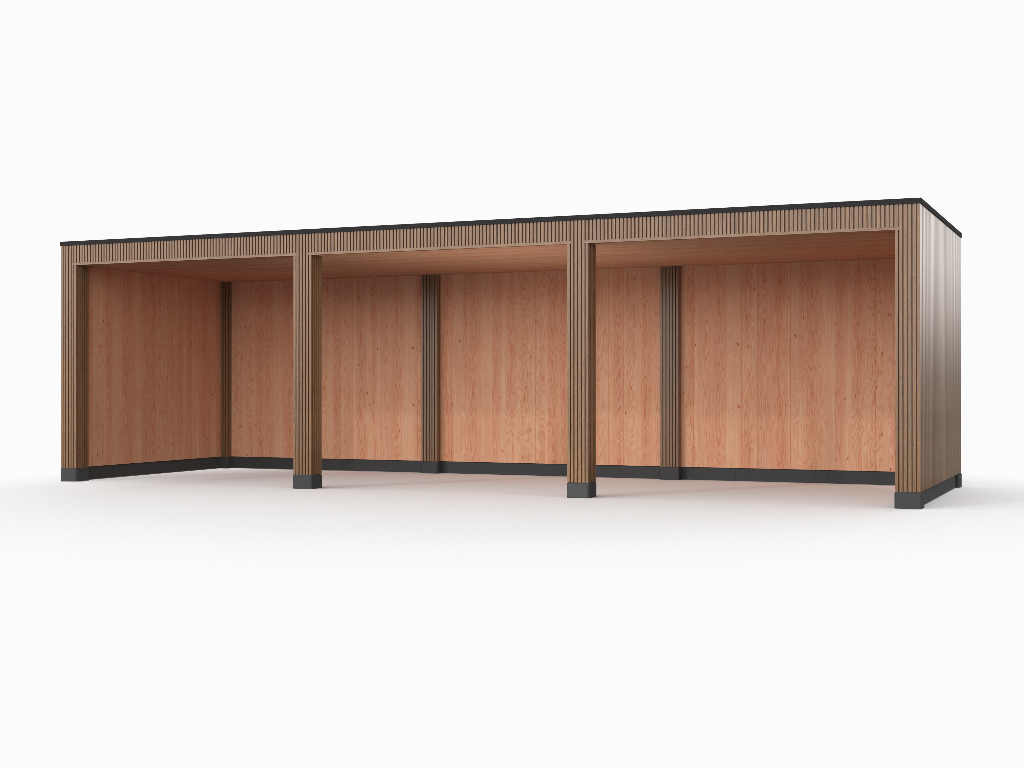 Douglas overkapping, 900 x 300, met achterwand en twee zijwanden, Westwood Rhombus Teak - Afbeelding 1